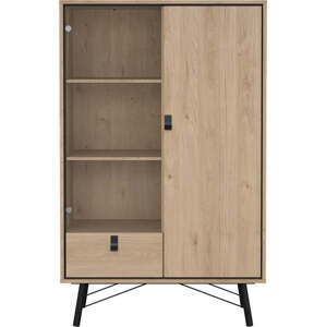 Vitrína v dekoru dubu v přírodní barvě 102x162x40 cm Ry – Tvilum