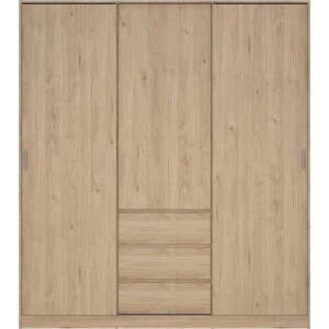 Šatní skříň v dekoru dubu s posuvnými dveřmi v přírodní barvě 177x200x60 cm Naia – Tvilum