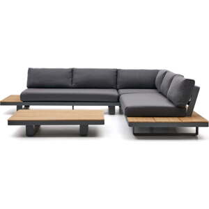 Tmavě šedý/v přírodní barvě hliníkový zahradní lounge set pro 5 Tosqueta – Kave Home
