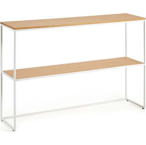 Bílý/v přírodní barvě konzolový stolek v dekoru dubu 30x120 cm Yoana – Kave Home