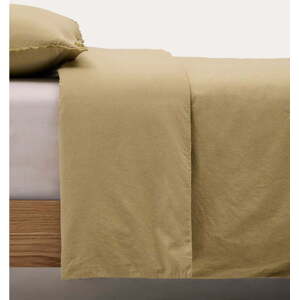 Žluté/zelené povlečení na jednolůžko/prodloužené z bavlněného perkálu 150x220 cm Sifinia – Kave Home