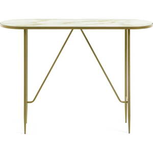 Konzolový stolek se skleněnou deskou ve zlaté barvě 35x110 cm Elisenda – Kave Home