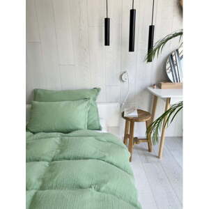 Zelené mušelínové povlečení na jednolůžko 135x200 cm Plain Muslin – Butter Kings