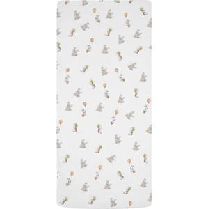 Bílé napínací dětské prostěradlo na jednolůžko z bavlněného saténu 90x200 cm Hugging Bunnies – Butter Kings