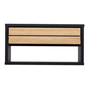 Černý/v přírodní barvě závěsný noční stolek v dekoru dubu Stripe – Woodman