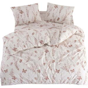Béžové povlečení na dvoulůžko/prodloužené s prostěradlem/4dílné 200x220 cm Floral Butterfly – Mila Home