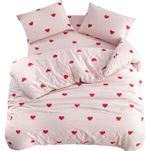 Růžové povlečení na jednolůžko/prodloužené s prostěradlem/3dílné 160x220 cm Red Heart – Mila Home