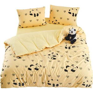 Žluté povlečení na jednolůžko/prodloužené s prostěradlem/3dílné 160x220 cm Panda – Mila Home