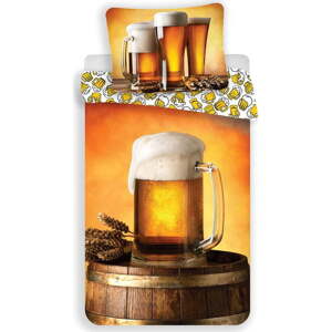 Jantarové bavlněné povlečení na jednolůžko 140x200 cm Beer – Jerry Fabrics