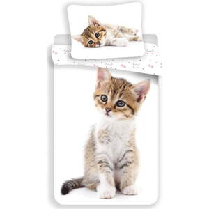 Bílé bavlněné dětské povlečení na jednolůžko 140x200 cm Kitten – Jerry Fabrics