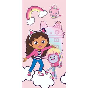 Růžová bavlněná dětská osuška 70x140 cm Gabby´s Dollhouse – Jerry Fabrics
