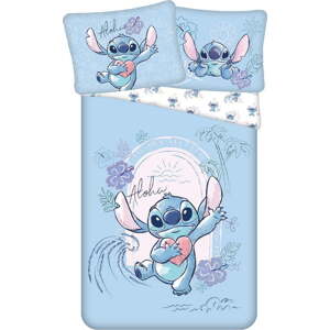 Modré bavlněné dětské povlečení na jednolůžko 140x200 cm Lilo and Stitch "Wave" – Jerry Fabrics
