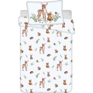 Bílo-hnědé bavlněné dětské povlečení do postýlky 100x135 cm Forest Animals – Jerry Fabrics