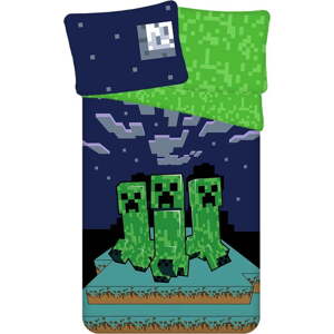 Zeleno-modré bavlněné dětské povlečení na jednolůžko 140x200 cm Minecraft "Sssleep Tight" – Jerry Fabrics