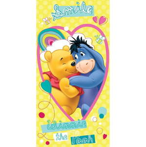 Žlutá bavlněná dětská osuška 70x140 cm Winnie the Pooh "Smile" – Jerry Fabrics