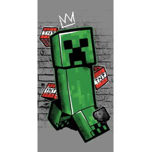 Zeleno-šedá bavlněná dětská osuška 70x140 cm Minecraft "Metro Art Creeper" – Jerry Fabrics