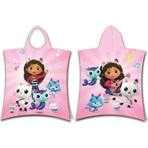 Růžové bavlněné dětské pončo velikost 3-8 let Gabby´s Dollhouse – Jerry Fabrics