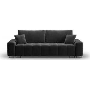 Tmavě šedá sametová rozkládací pohovka s úložným prostorem 250 cm Wicklow – Cosmopolitan Design