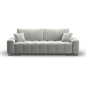 Světle šedá sametová rozkládací pohovka s úložným prostorem 250 cm Wicklow – Cosmopolitan Design