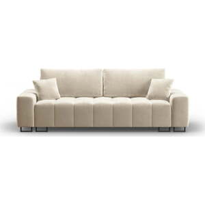 Béžová sametová rozkládací pohovka s úložným prostorem 250 cm Wicklow – Cosmopolitan Design