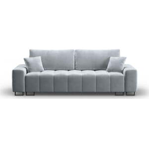 Světle modrá sametová rozkládací pohovka s úložným prostorem 250 cm Wicklow – Cosmopolitan Design
