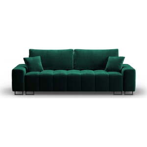 Zelená sametová rozkládací pohovka s úložným prostorem 250 cm Wicklow – Cosmopolitan Design