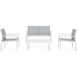 Bílý hliníkový zahradní lounge set pro 4 Kallen – Bizzotto