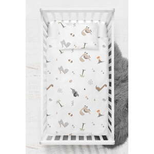Bílé dětské povlečení do postýlky z bavlny Renforcé 100x150 cm Dinozor – Mijolnir