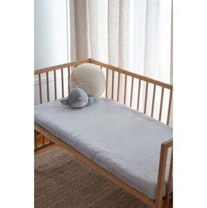 Šedé napínací mušelínové dětské prostěradlo do postýlky 60x120 cm Burumcuk – Mijolnir