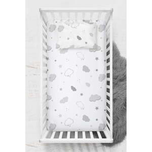 Bílé napínací dětské prostěradlo do postýlky z bavlny Renforcé 70x120 cm Bulut – Mijolnir