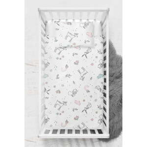 Bílé dětské povlečení do postýlky z bavlny Renforcé 100x150 cm Flowers – Mijolnir