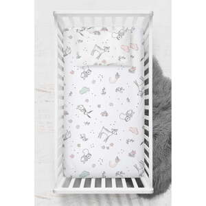 Bílé napínací dětské prostěradlo do postýlky z bavlny Renforcé 70x120 cm Flowers – Mijolnir
