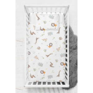 Bílé dětské povlečení do postýlky z bavlny Renforcé 100x150 cm Jungle – Mijolnir