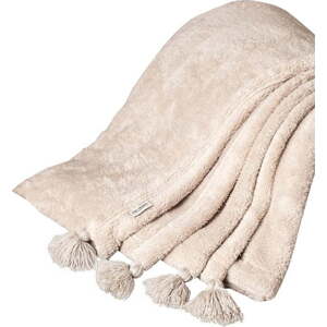 Světle hnědý přehoz z mikroplyše 200x220 cm Puffy – Mijolnir