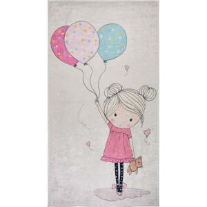 Růžový/slonovinový pratelný dětský koberec 80x120 cm Girl & Baloons – Vitaus