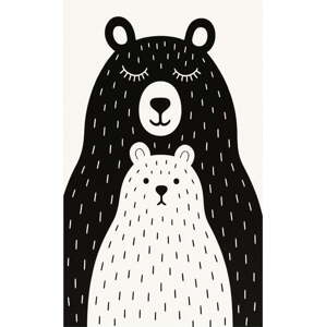 Černobílý pratelný dětský koberec 80x120 cm Bear Family v2 – Vitaus