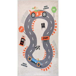 Krémový pratelný dětský hrací koberec 160x230 cm Race Garage – Vitaus