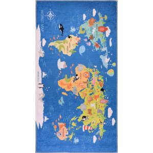 Modrý pratelný dětský koberec 80x120 cm Animal Atlas – Vitaus