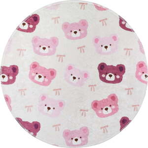 Růžový/slonovinový pratelný dětský koberec ø100 cm Cute Teddies Pink – Vitaus