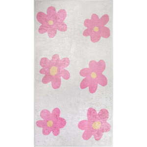 Růžový/slonovinový pratelný dětský koberec 60x100 cm Cute Flowers Pink – Vitaus