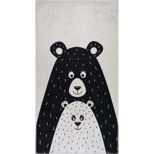 Černobílý pratelný dětský koberec 80x120 cm Bear Family – Vitaus