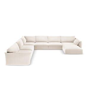 Béžová sametová rohová pohovka (levý roh/do "U") Vanda – Mazzini Sofas