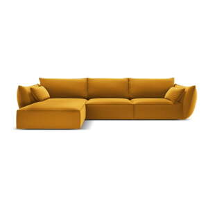 Sametová rohová pohovka v hořčicové barvě (levý roh/s lenoškou) Vanda – Mazzini Sofas