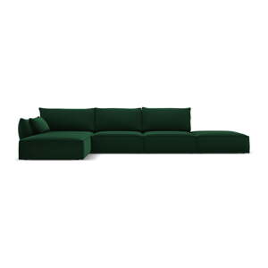 Tmavě zelená sametová rohová pohovka (levý roh/s lenoškou) Vanda – Mazzini Sofas