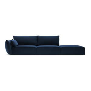 Tmavě modrá sametová pohovka levý roh 264 cm Vanda – Mazzini Sofas