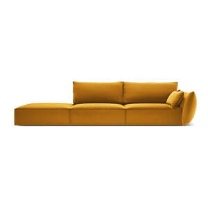 Sametová pohovka v hořčicové barvě pravý roh 264 cm Vanda – Mazzini Sofas