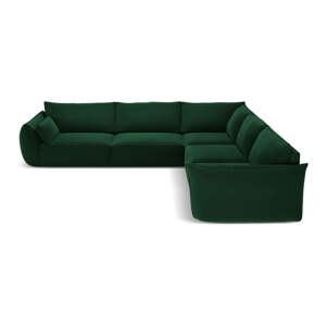 Tmavě zelená sametová rohová pohovka Vanda – Mazzini Sofas