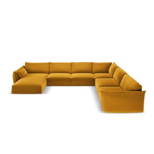 Sametová rohová pohovka v hořčicové barvě (pravý roh/do "U") Vanda – Mazzini Sofas