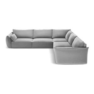 Světle šedá sametová rohová pohovka Vanda – Mazzini Sofas