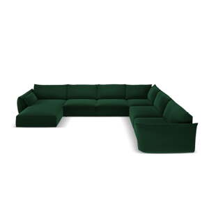Tmavě zelená sametová rohová pohovka (pravý roh/do "U") Vanda – Mazzini Sofas